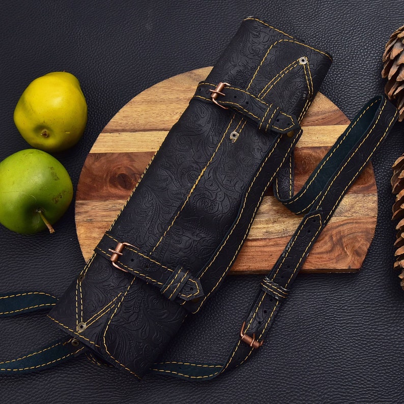 5 Pieces Handmade Damascus Kitchen Knife Chef's Knife Set And Leather Roll, Kitchen Knives, Christmas gift for mom or mother, gift for her