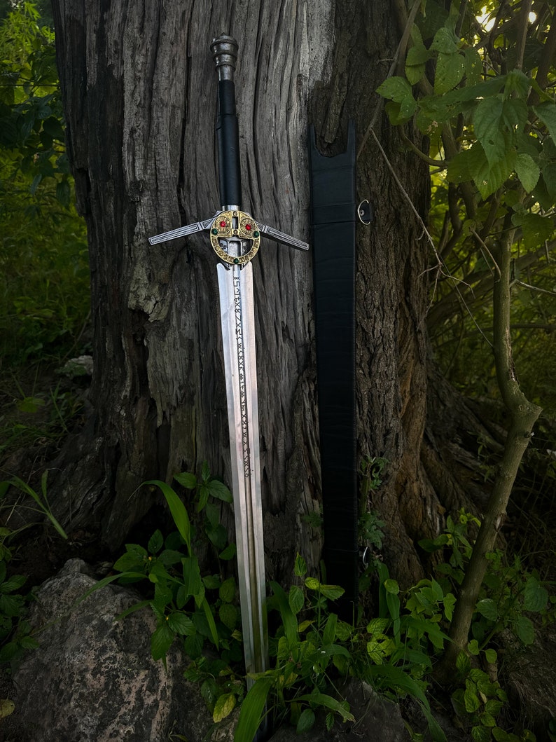 Black Witcher Geralt's Steel Sword Movie Replica with stand & sheath from The Witcher | Replica Sword
