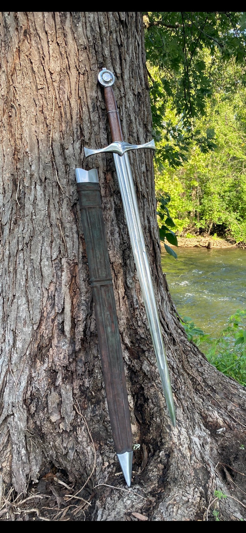Accolade - Medieval Templar style from the 1200’s.....Hand Forged In Fire ….Hand Hammered, Full Tang, Maple Burl Handle