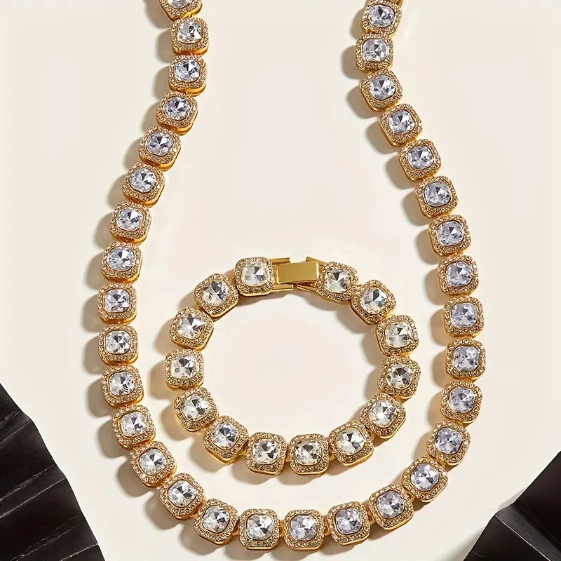Square Rhinestone Jewelry Set