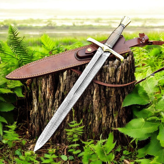 andmade Damascus Sword, Legendary Excalibur Sword, Medieval King Sword, Viking Sword, Buster Sword, Gift for him, Wedding gift