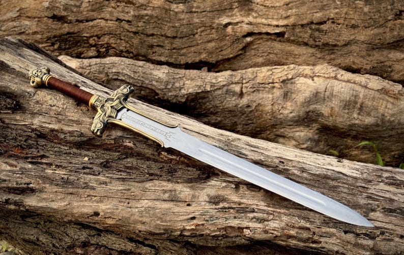 Albion Conan The Barbarian-Father’s Sword Handmade Atlantean Sword, The Warriors King Full Tang Replica Prop Sword, Wedding Anniversary Gift