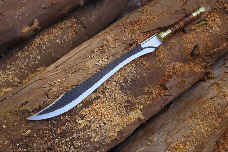 30" SCIMITAR SWORD Long Blade hand forged | Leaf spring of truck | Rosewood Handle | High Carbon Steel | Ready to use | knife | knives