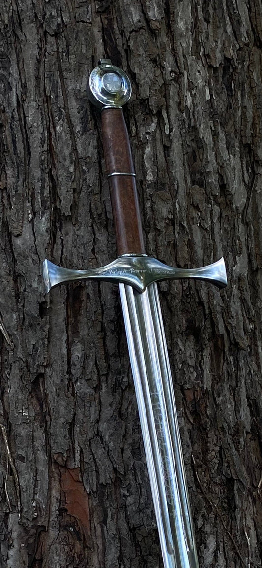 Accolade - Medieval Templar style from the 1200’s.....Hand Forged In Fire ….Hand Hammered, Full Tang, Maple Burl Handle