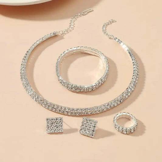 Diamond Duo 4-Piece Luxury Rhinestone Jewelry Set