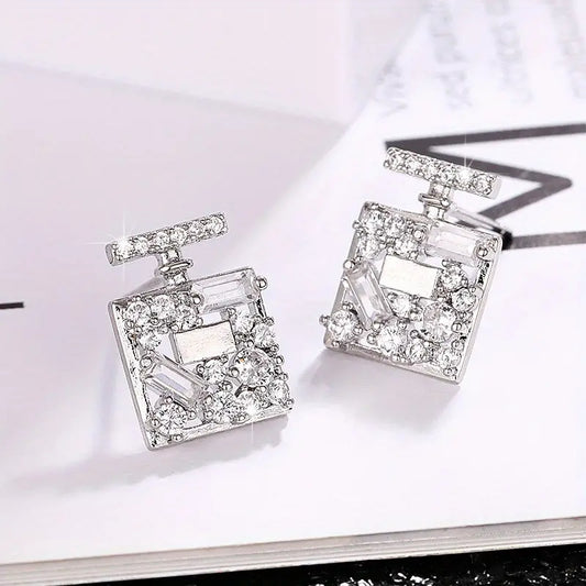 Fragrance Bottle Earrings Silver