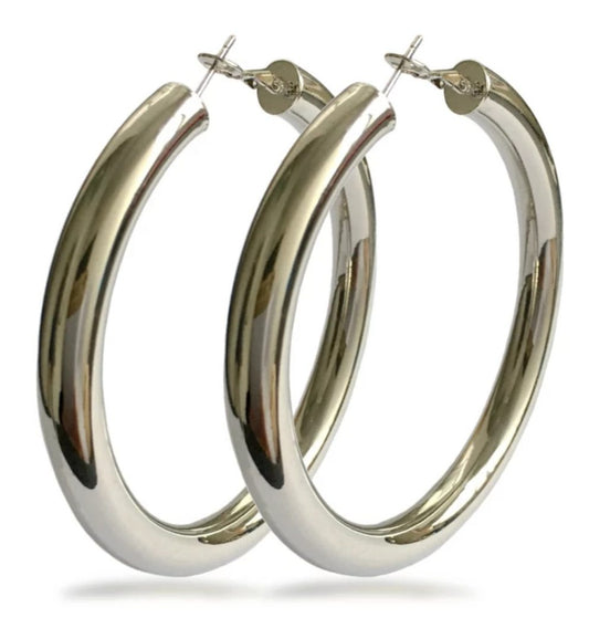 Solid Hoop Earrings (Silver)