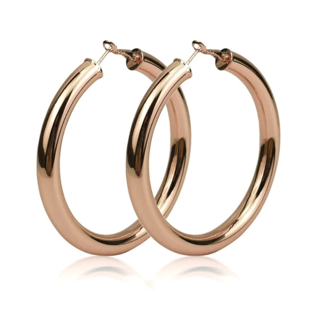 Solid Hoop Earrings (Rose)