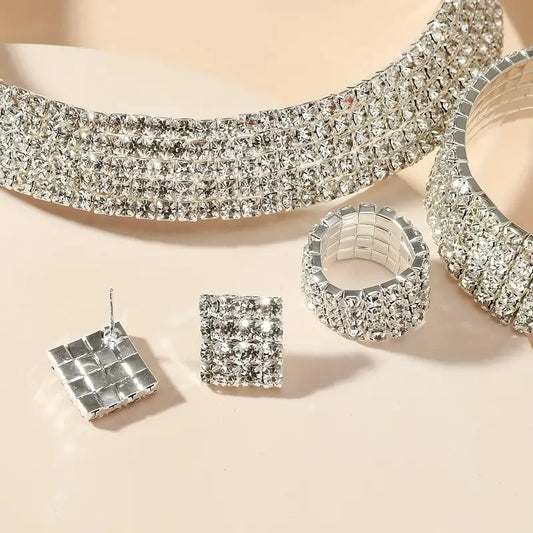 Diamond Quintet 4-Piece Luxury Rhinestone Jewelry Set