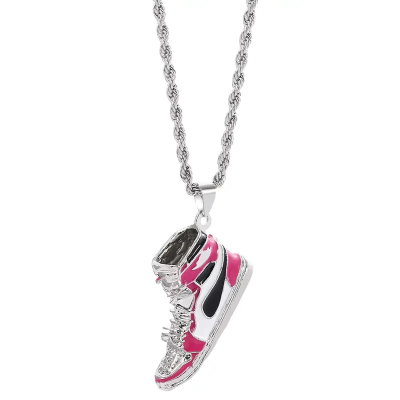 Tennis Shoe Necklace Pink